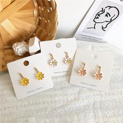 S925 Silver Needle Japan and Korea Sweet Little Fresh Daisy Stud Earrings Fresh Flower Earrings Earclip Teen Cute Earrings Female