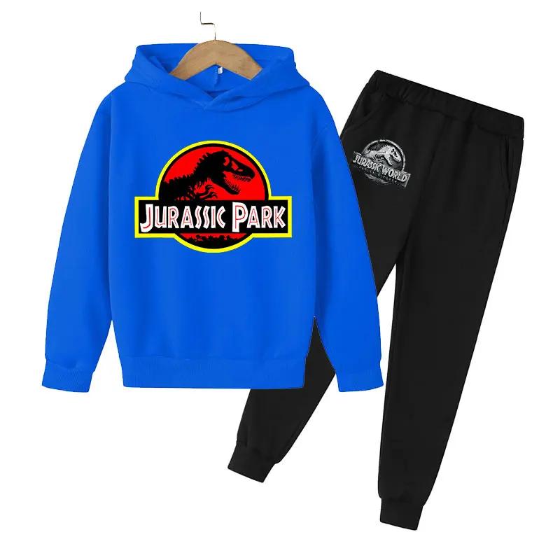 Jurassic Park Pattern Printed Children's Hoodie+Pants Casual Children's Set