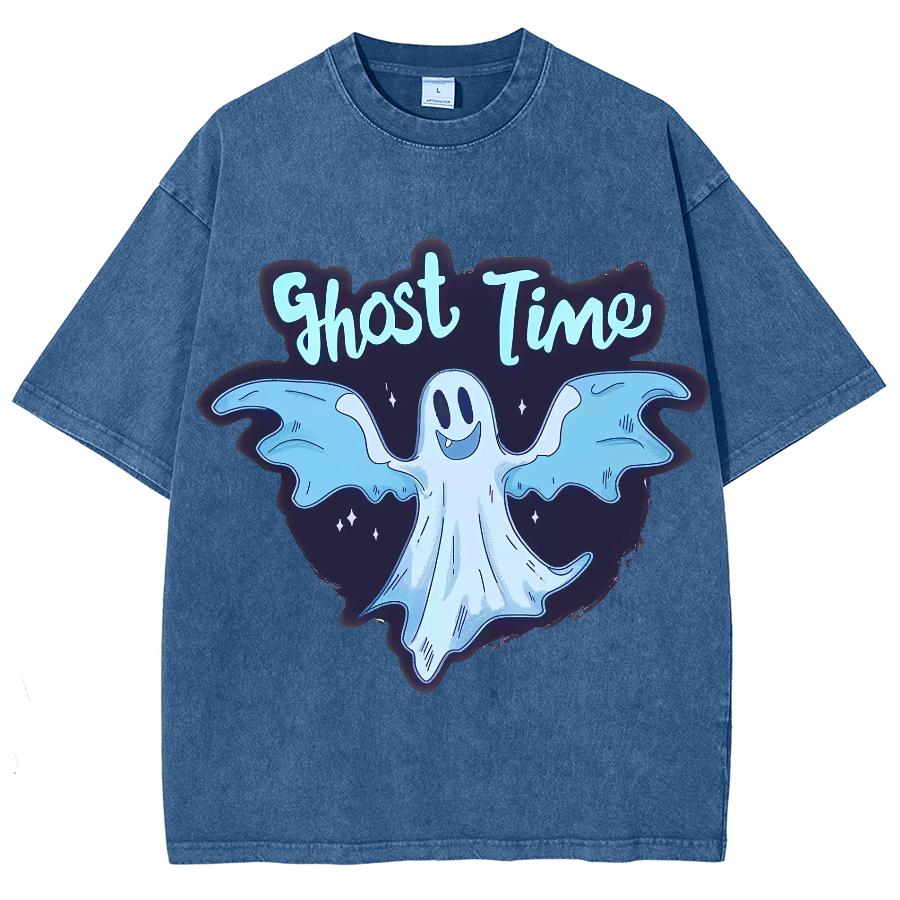 Funny Cute Style Ghost Ghost Print Women's T-Shirt Unisex Oversized Loose Short Sleeve Harajuku Style Retro Top