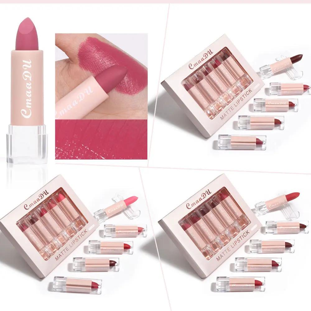 Set of 5 Cmaadu Moisturizing Matte Lipsticks, Easy to Apply
