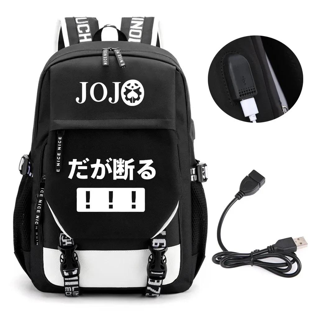 Anime JOJO Jonathan Joestar Golden Experience Backpack School Bookbag with USB Port Laptop Compartment for Boys Girls Travel Bag