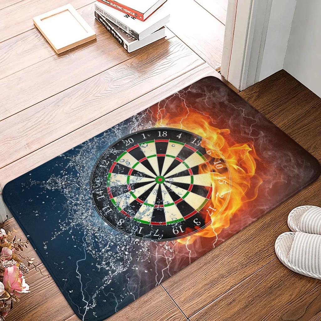 Sports ThemedCarpet Mat Dart Board Archery Flame Printing Anti Slip Carpet Home DecorationIndoor Game Room Living Room Floor Mat