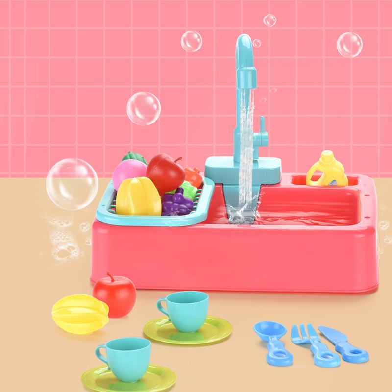 Children's Dishwasher with Automatic Circulating Water, Vegetable Washing Basin, Playing House, Kitchen Toy