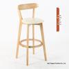Nordic Solid Wood Bar Stool with Backrest - Modern Minimalist High Chair for Home or Milk Tea Shop