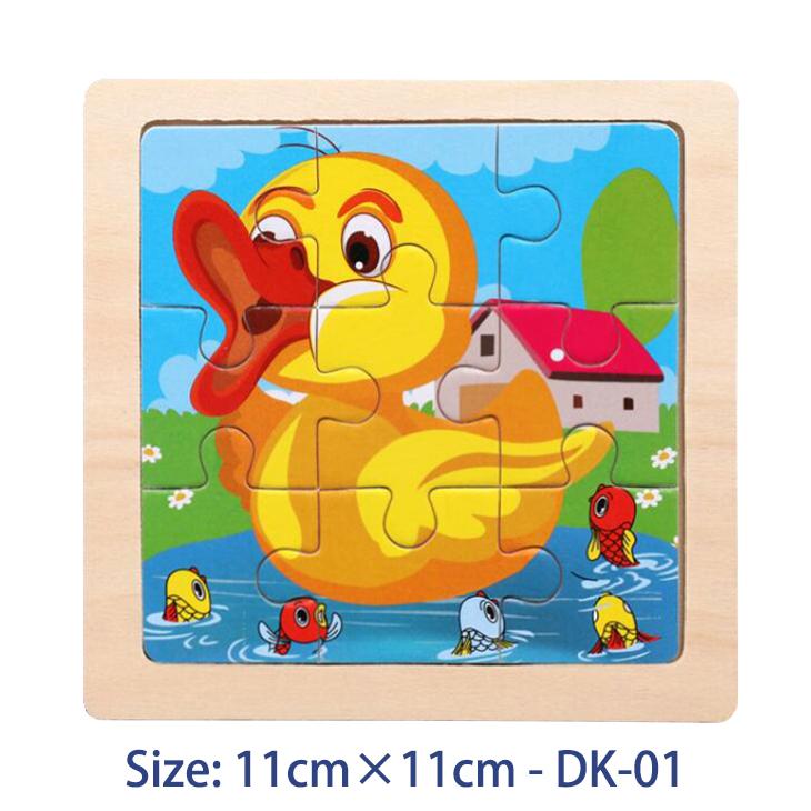 11cm/4.33in Kids Wooden Jigsaw Puzzle Games Cartoon Animal Vehicle Pattern Children Montessori Educational Toys