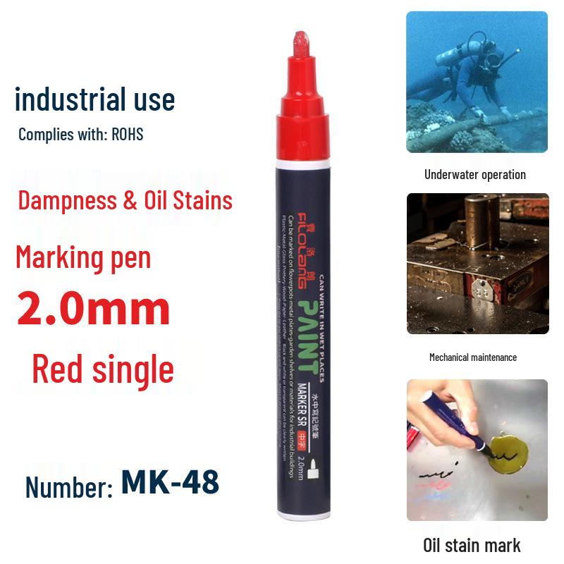 Filolang MK-48 Industrial Paint Pen - Low-Sulfur, Oily & Wet Surface Marker for Mechanical Maintenance красный