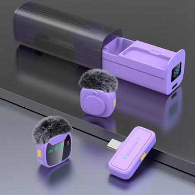 Mini Professional Wireless Microphone with Drawer Charging Case for IPhone Android Dual Lavalier Microphone for Video Recording