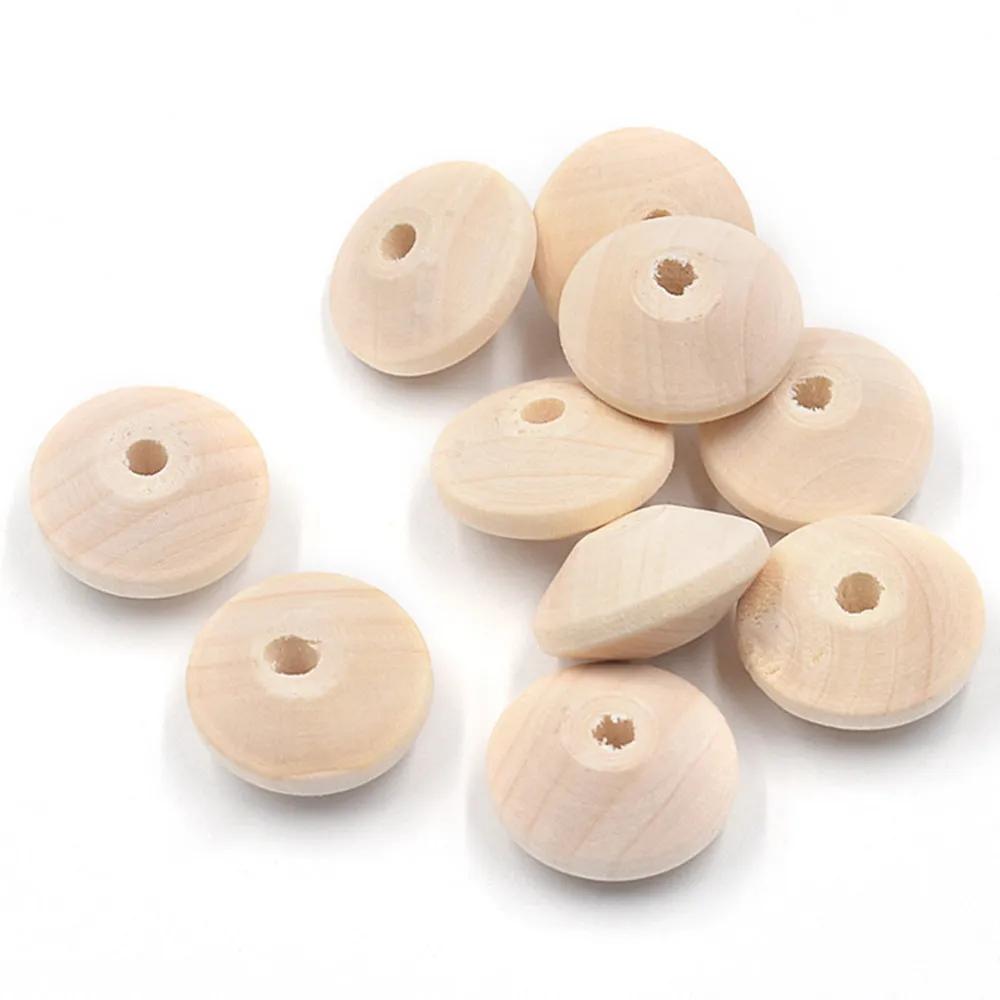 20pcs/60pcs Rondelle Shape 5x8mm 9x19mm 22X12mm Natural Wood Loose Handcraft Beads for DIY Crafts Woodcraft Jewelry Making Accessories