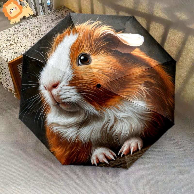 1 PC Automatic Folding Umbrella - Cute Guinea Pig Pattern, Portable & Foldable Design with 8 Ribs, Christmas Birthday Gifts