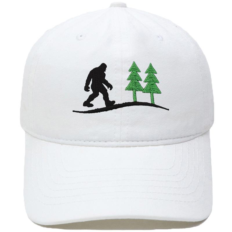 Bigfoot Mountain Forest Pine Embroidery Washed Baseball Cap Outdoor Camping Hiking Female Vintage Old Daddy Hat