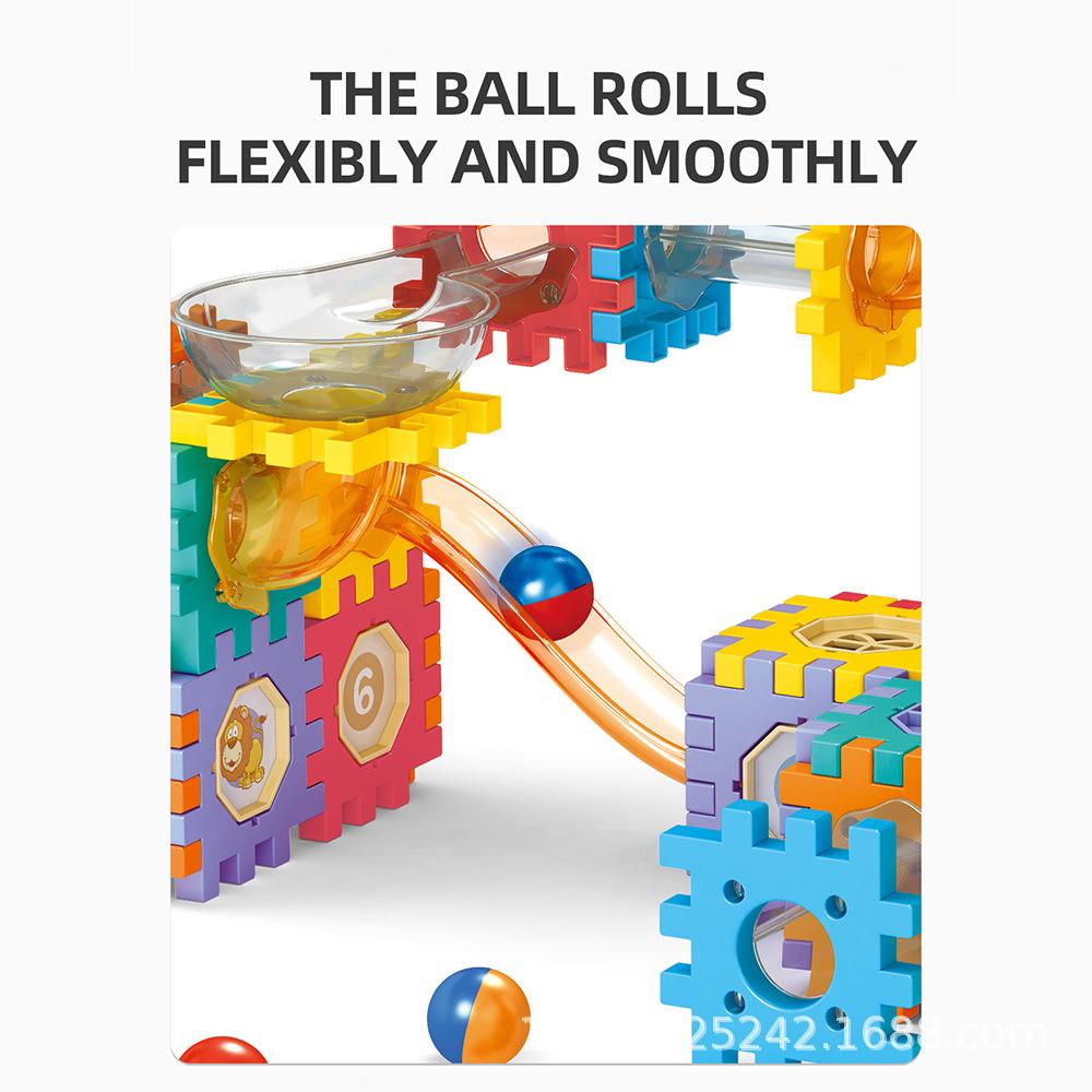 Color Window Ball Track Building Block Large Particle Building Block Slide Ball Assembly Track Children'S Toy