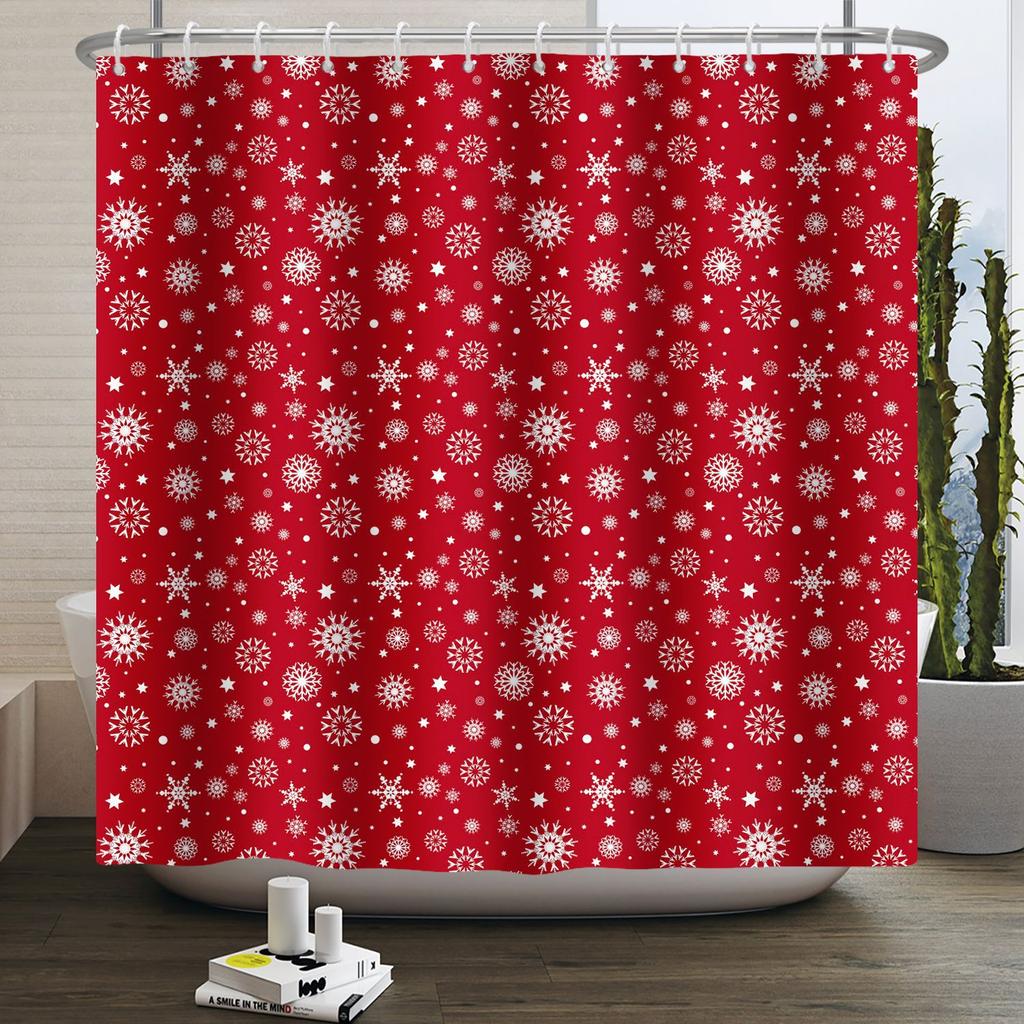 1/3/4pcs Navidad Merry Christmas 3D Printing Shower Curtain Polyester Waterproof Green Festival Accessories For Bathroom Decor
