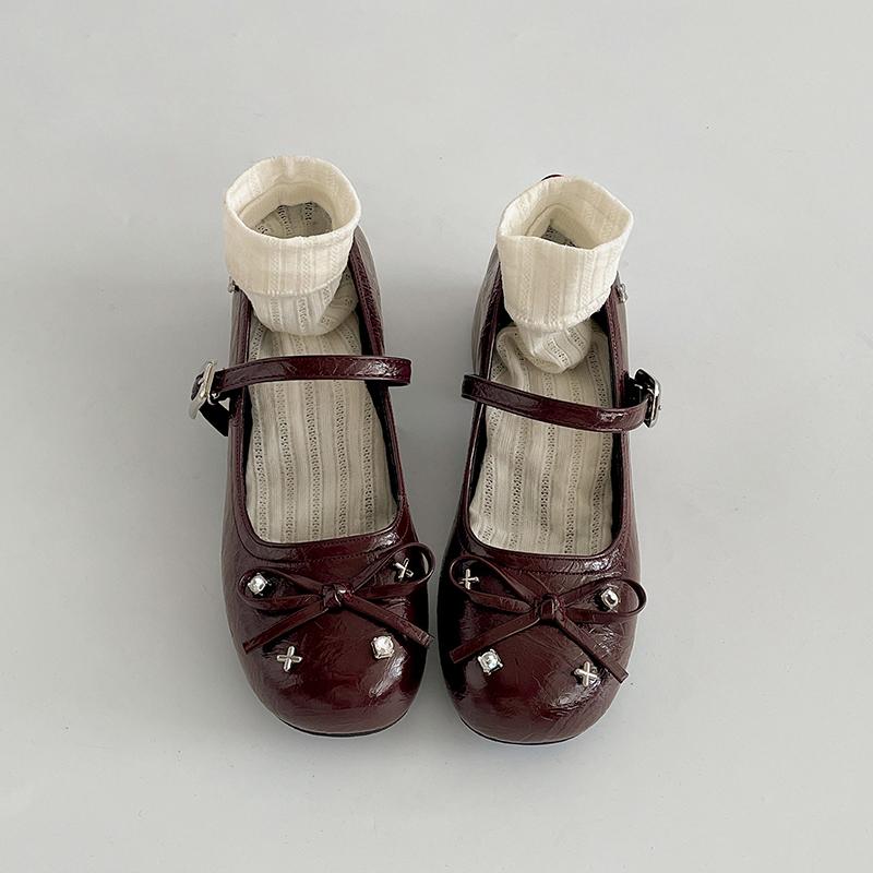 Cute Butterfly-knot Mary Jane Shoes for Women Elegant Dress Thick Heel Ladies Footwear Casual Street Style Shoes