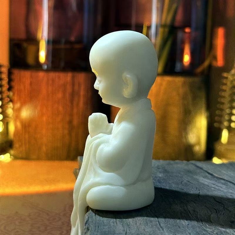 Zen Młody Mnich Figurki Dekoracyjne Rzeźba Figury Buddyjskiej Urocze Dekoracje Ozdoby do Domu Pokoju Biura Ogrodu