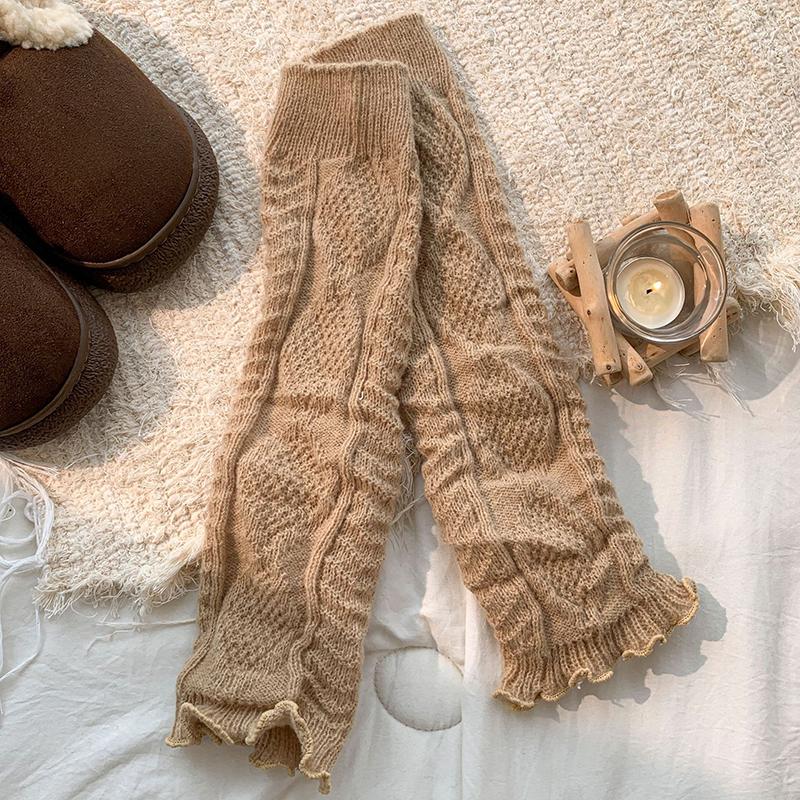 

Lolita Leg Warmers Women Long Socks Wool Knitted Foot Cover Arm Warmer Y2K Autumn Winter Crochet Heap Socks Boot Cuffs Stockings хаки