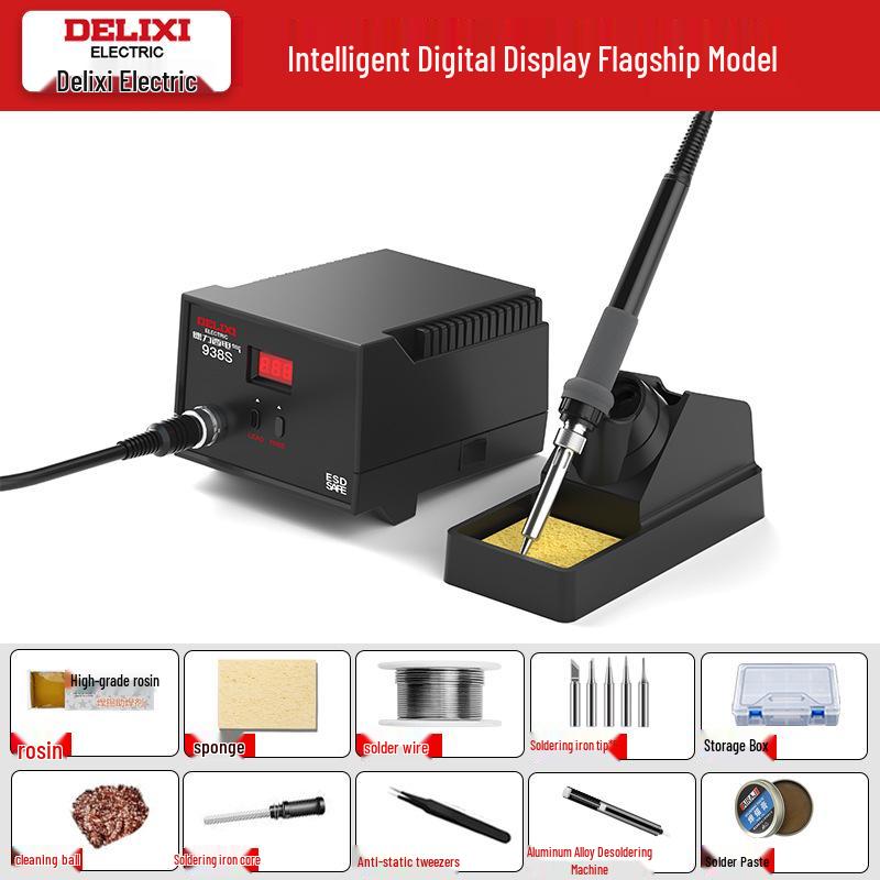 Delixi 936 Adjustable Soldering Station: High-Power, Constant Temperature Soldering Iron for Household Repair & Welding.