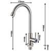 Kitchen Faucet Stainless Steel Water Tap Single Cold Rotation Deck Mounted Single Lever Bathroom Kitchen Sink Faucet