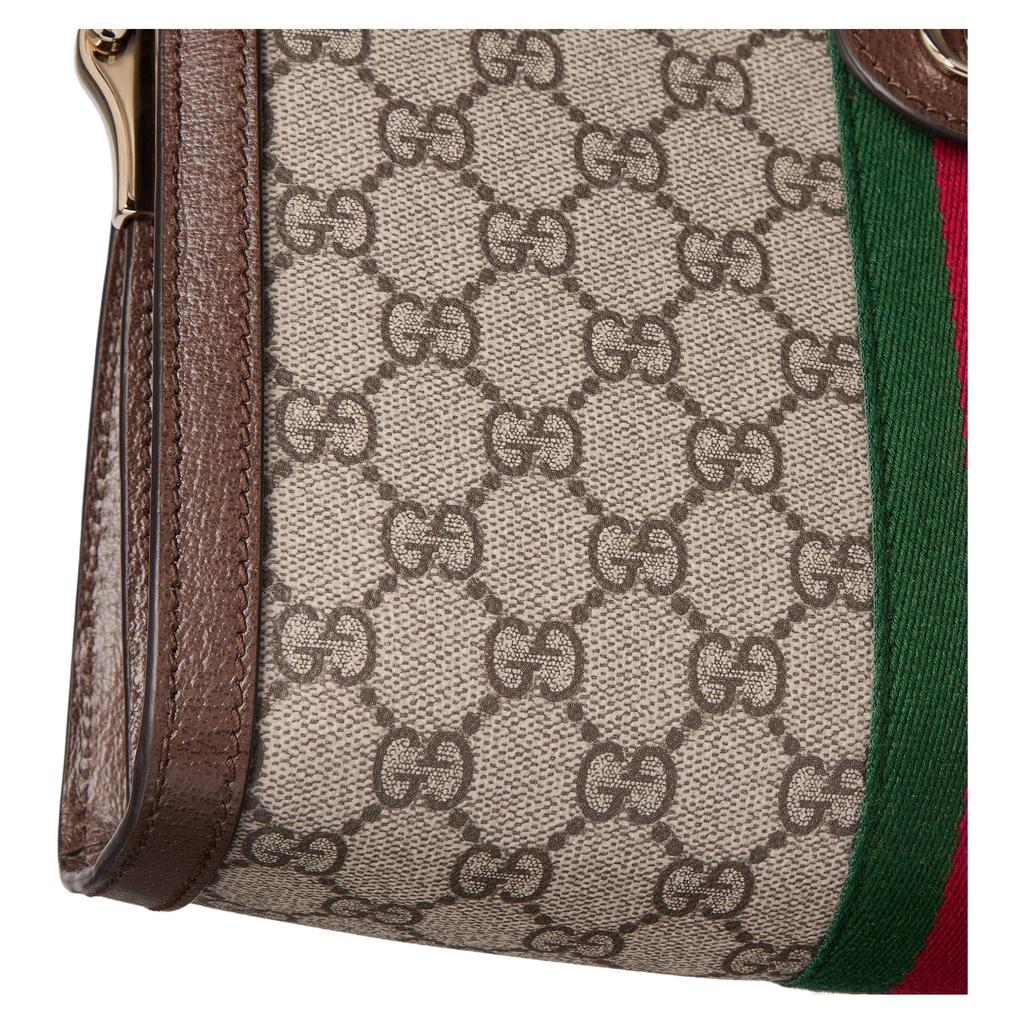 Gucci Ophidia GG Monogram Iconic Web Stripe Medium Shoulder Bag Women Shoulder Bag Beige Dark-Brown Light-Gold 837428-FAE0J-9867