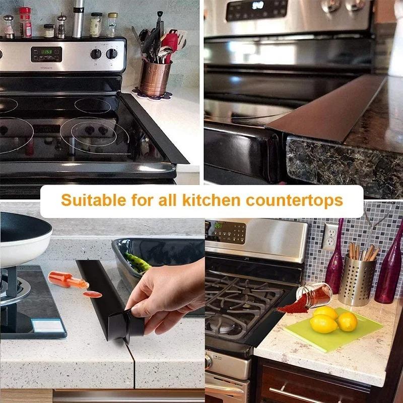 Stove Counter Gap Cover Kitchen Silicone Heat Resistant Mat Gas Stove Protector Slit Cleaning Pad Oil Dust Seal Cooker Cover