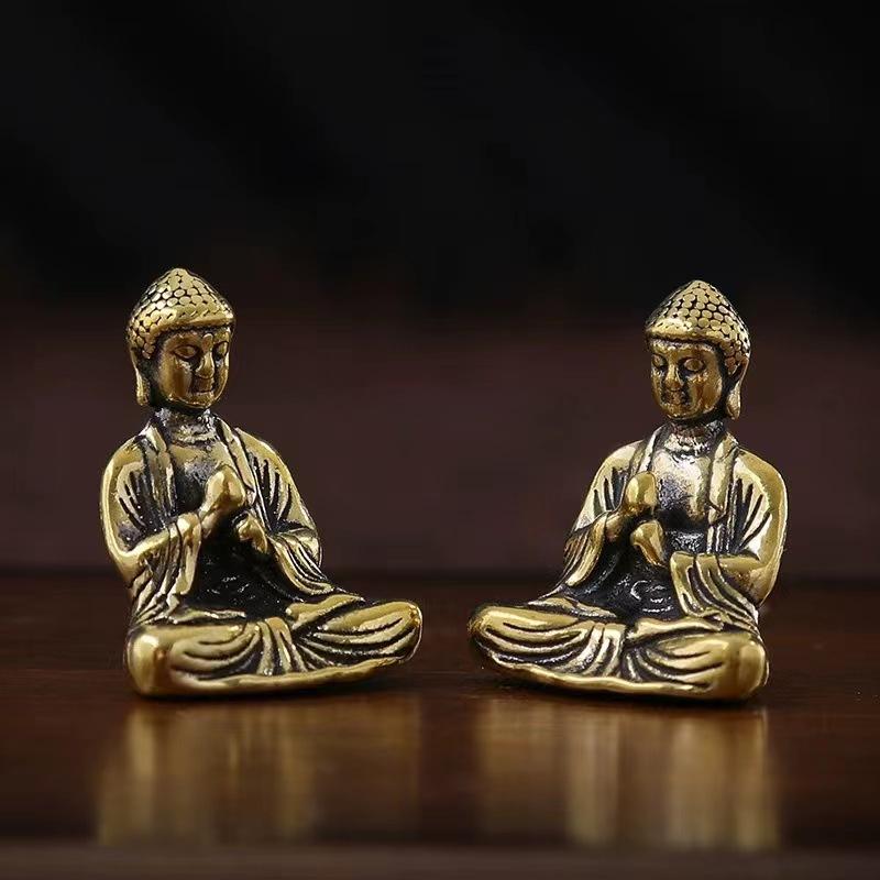 Mini Buddha Statue Pure Copper Shakyamuni Buddha Figurine with Intricate Detailing Indoor/Outdoor Desktop Decor for Home