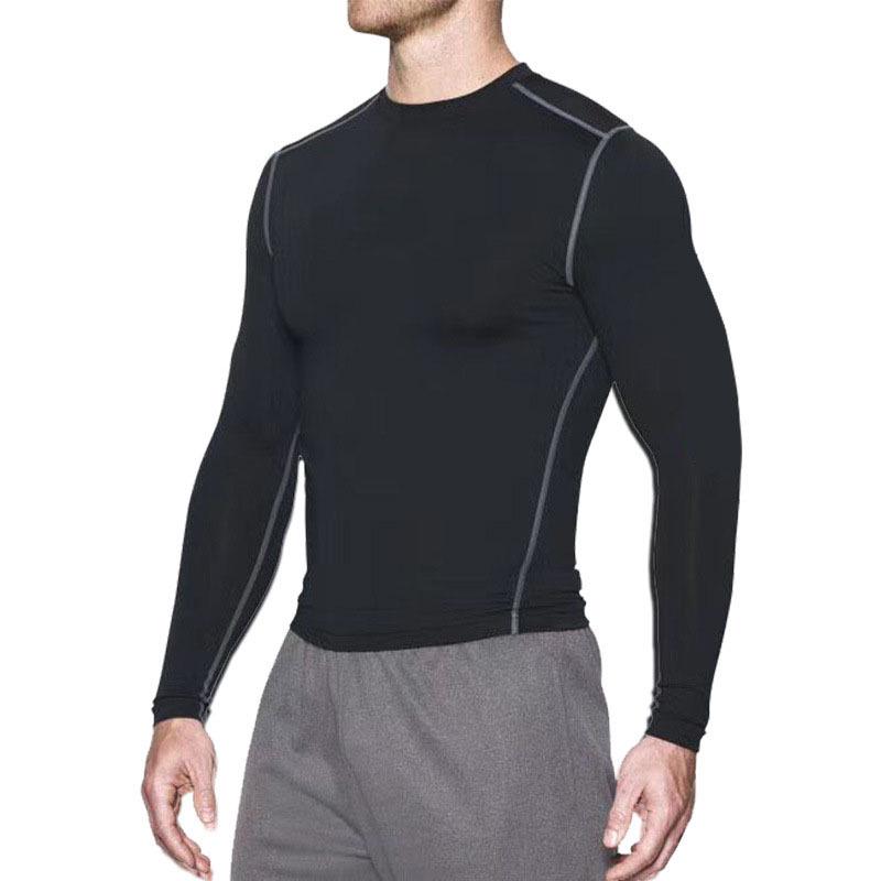 Men's Winter Quick-Dry Fleece Compression Tights & Long Sleeve Sportswear for Running & Basketball.