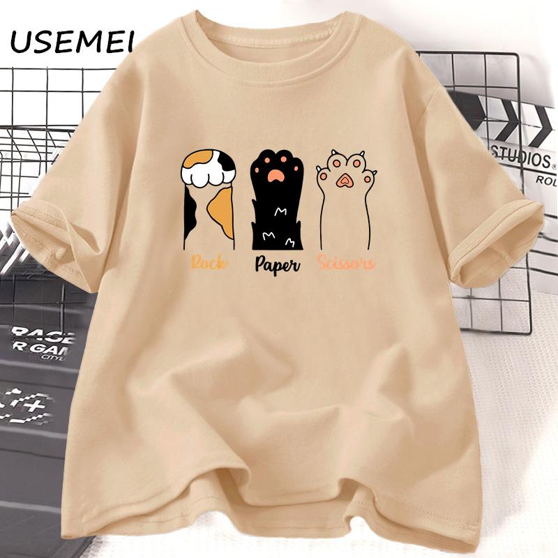 

Футболка Камень Ножницы Бумага Забавная футболка с принтом кошачьей лапы Летняя хлопковая футболка для любителей кошек Женская Мужская Футболка с коротким рукавом Одежда S