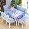 4-season Universal Chair Cover Non Slip Dining Table Fabric  Modern Blue Minimalist One Piece  Chair Cover  Chair Tablecloth