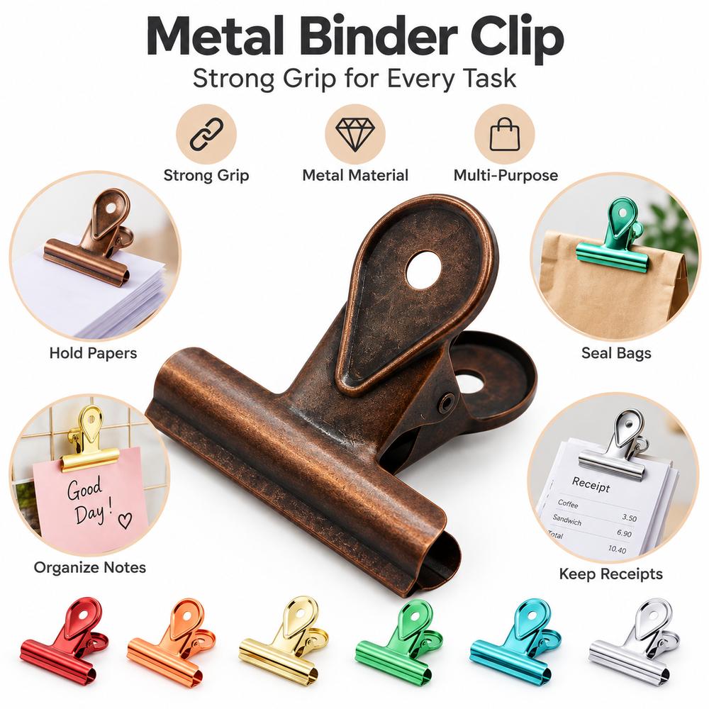 Metal Bulldog Clips Heavy Duty Document Storage Ticket Clip Vintage Binder Clips For Office Use