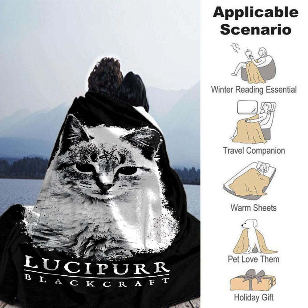 1pc Lucipurr Blackcraft Soft Warm Throw for Home, Office, Trave, All-Season Cozy Bedding Gift, Office Cozy Accessory 1036
