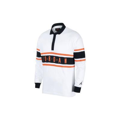 Polo da rugby a maniche lunghe con logo Uomo Top Bianco BQ5670-100