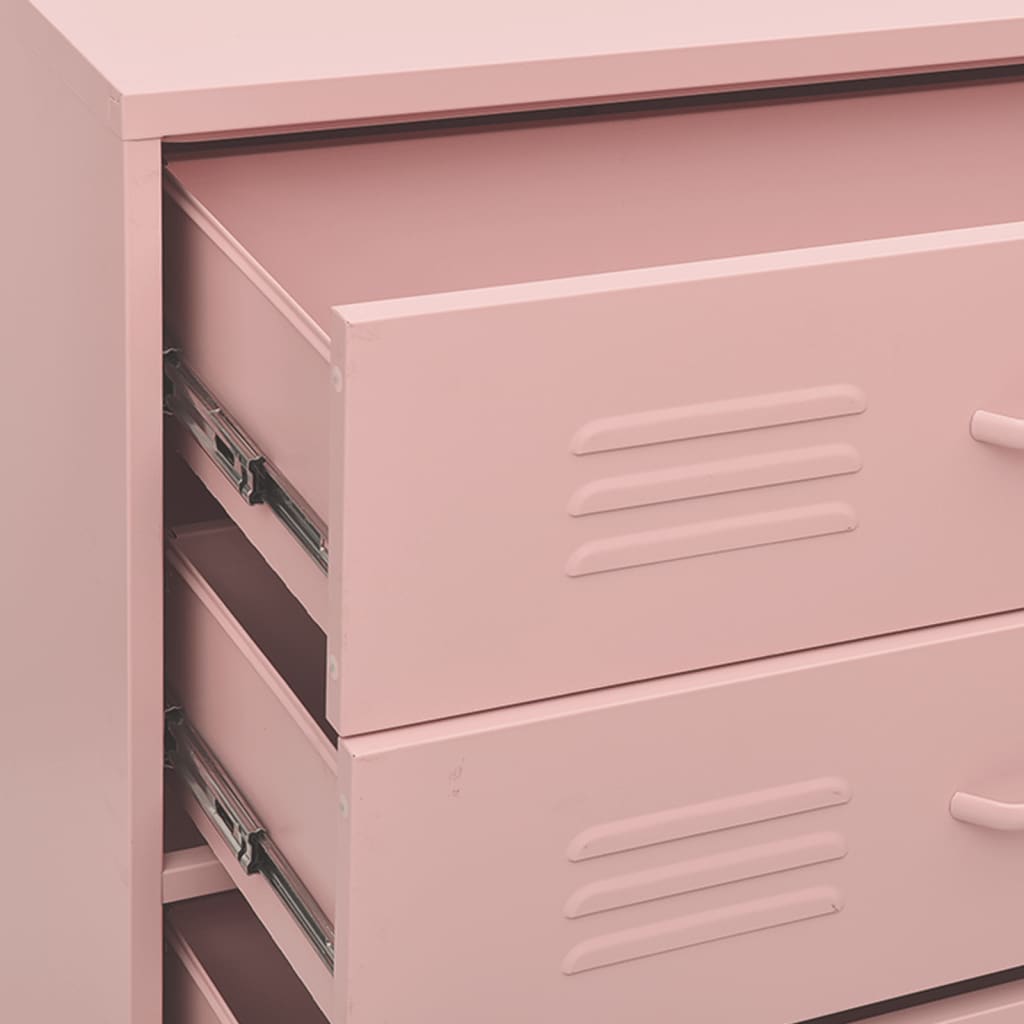 Pink Chest of Drawers 80 x 35 x 101.5 cm Steel