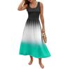 Ladies' gradient printed summer casual and fashionable sleeveless long dress
