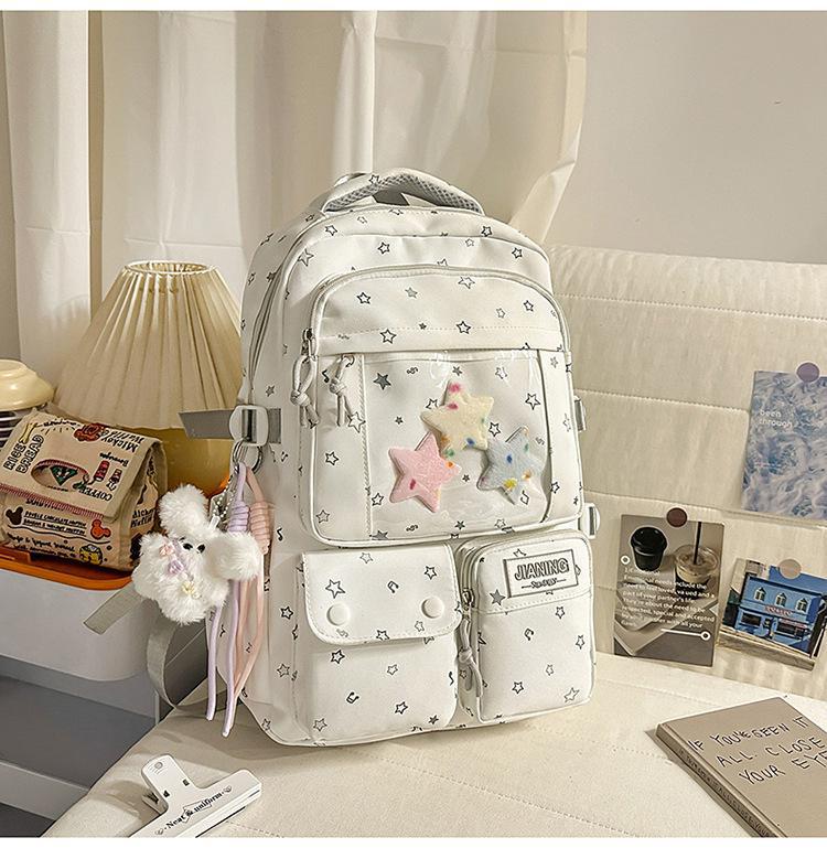 Schoolbag Japanese ins new high-value schoolbag, sweet star bar pain bag, lightweight and versatile backpack for junior high school students