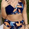Европа и США Новый женский большой размер раздельное бикини цифровая печать сборка модный купальник