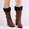 Short Women Boot Cuffs Socks Topper Gaiters with Plush Trim Winter Ribbed Knitted Solid Color Elastic Leg Warmers Gifts