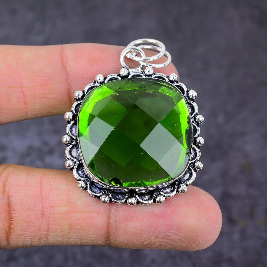 Přírodní drahokam peridot, ručně vyráběné šperky ze stříbra 925, přívěsek 2,05" w1e45