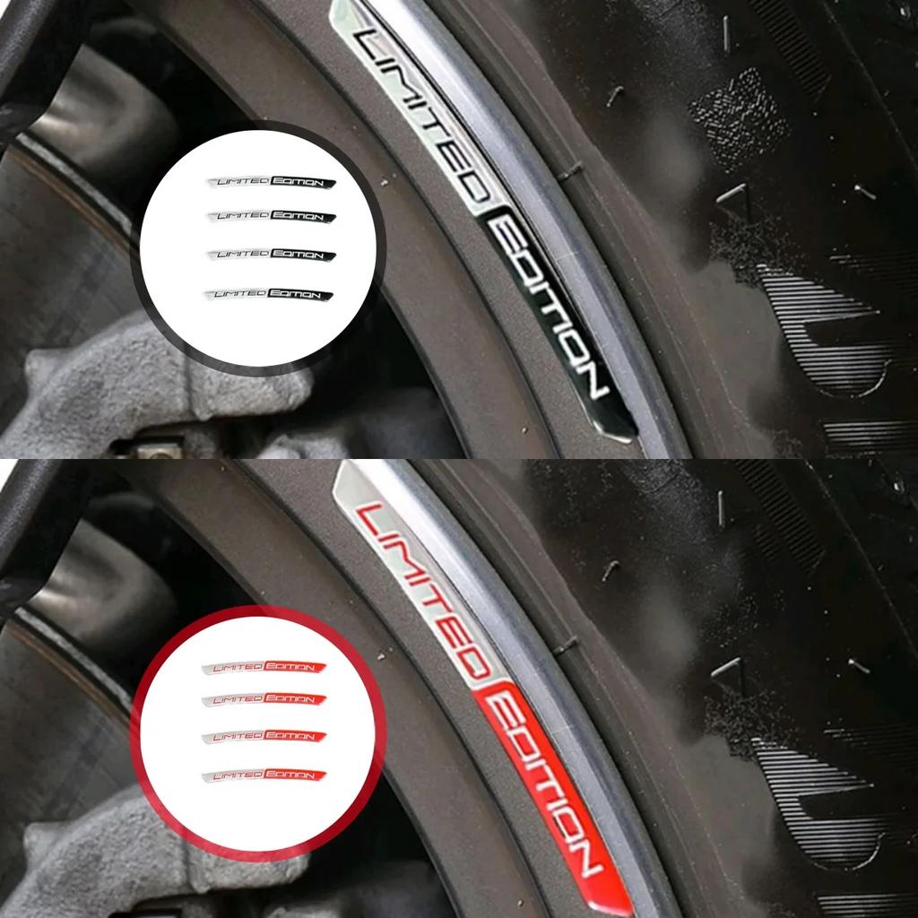 4 szt. Stop Aluminium EDYCJA LIMITOWANA Emblemat Naklejki na Piasty Kół Samochodowych Naklejka Opony Obręcz Dekoracyjne Paski Akcesoria Zewnętrzne Samochodu