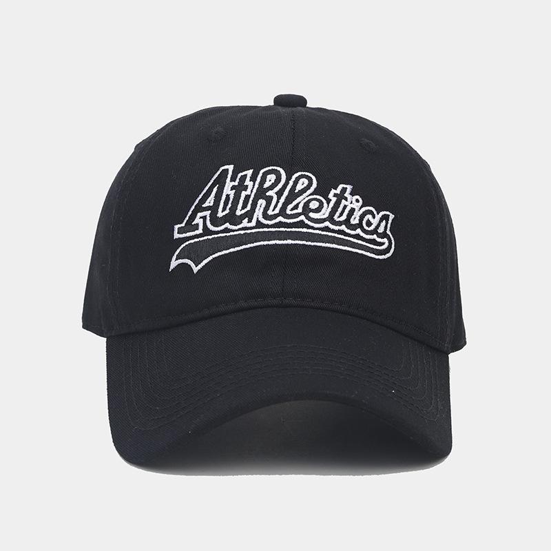 American Retro Letter Embroidered Peaked Cap for Women with Wide Head Circumference and Small Face, Solid Color Soft Top Sunshade Baseball Cap Tide