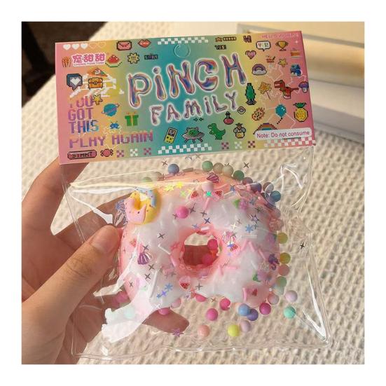 Simulation Doughnut Squeeze Toy Stress Relief Sequin Donut Pinch Sensory Toy Simulated Dessert Fidget Toy Students Office Workers Gift