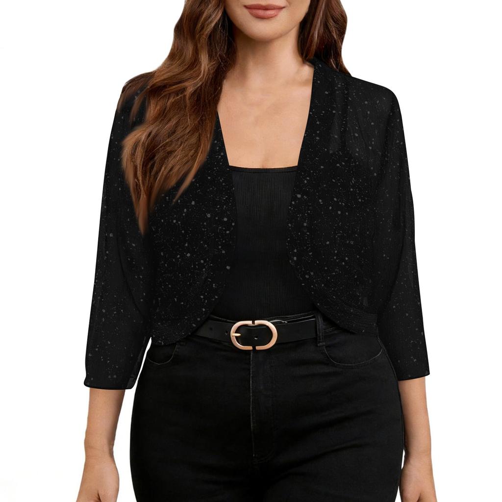 Fashionable Women's High-elastic Mesh Three-quarter Sleeve Sun Cardigan Shirt Jacket
