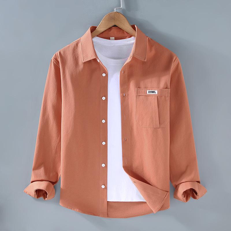 

Men s High-Grade Long-Sleeve Retro Cotton Shirt - Autumn/Winter 2026 Collection 3XL помаранчево-червоний