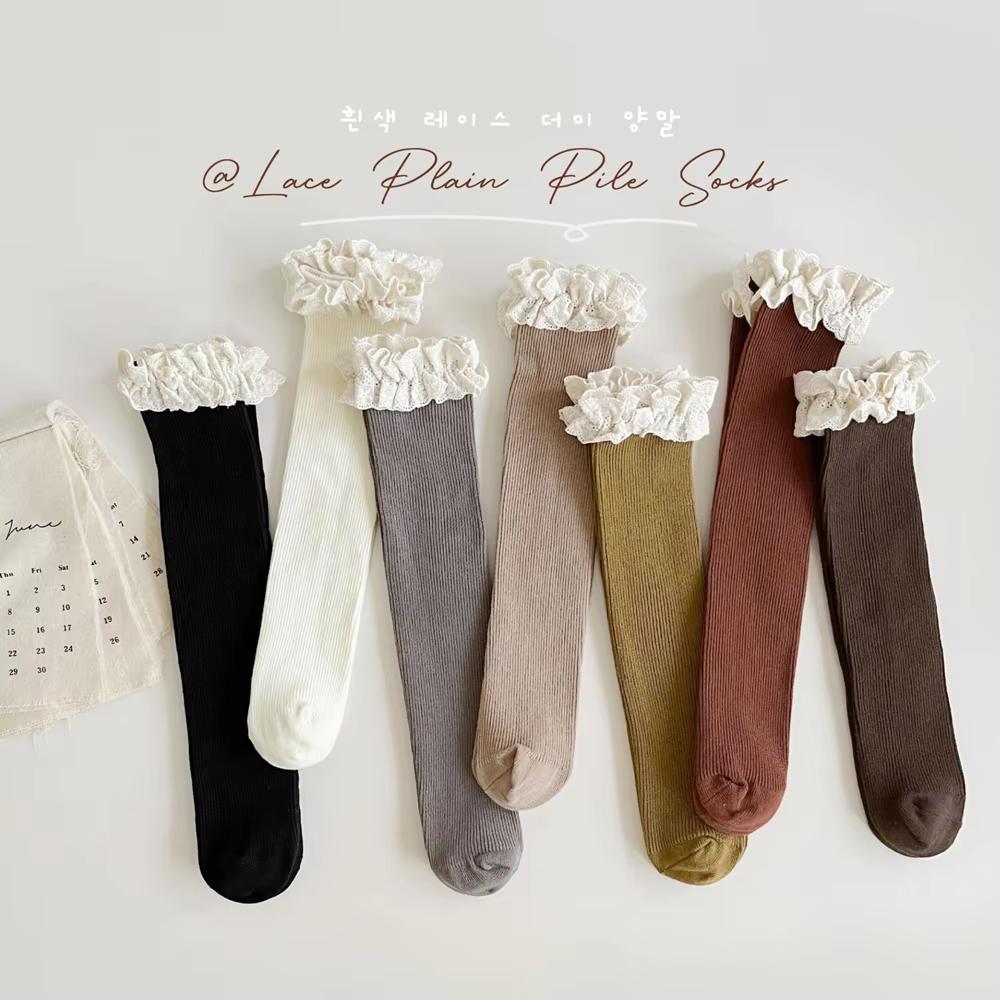 1 Pair Girls Princess Knee High Socks With Lace Ruffle Cute Long Tube Calf Socks For Baby Kids Stacked Leg Warmers