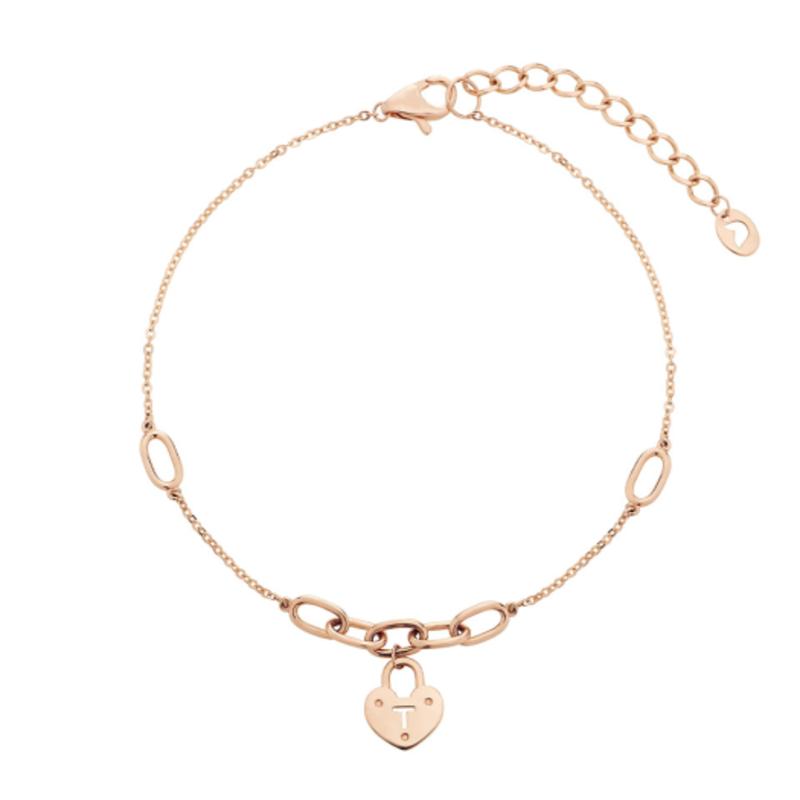 Tirr Lirr Heart Lock Tee Silver Pink Bracelet TBSSVP13297M