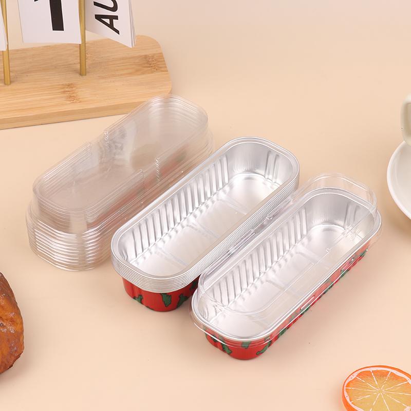 

10 шт. Мини-формы для выпечки кексов с крышками Прямоугольная форма из алюминиевой фольги для выпечки Форма для торта Формочки для маффинов Чашки Противень Форма для выпечки красный