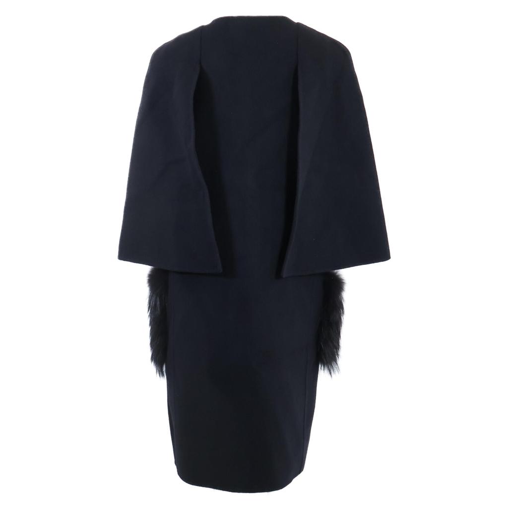 FENDI [Good Condition/Domestic Regular] FF8657 A5G0 Fox Fur Pocket Cape coat 40 blackUsed