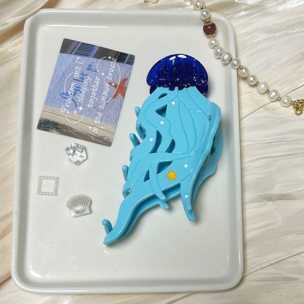Elegant Shell Hair Claw Korean Style Geometry Shark Clip Hairpin Ocean Series Hair Claw  Girls