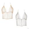 Harness Chest Jewelry Rhinestone Gold Shiny Tassel Bra Chains