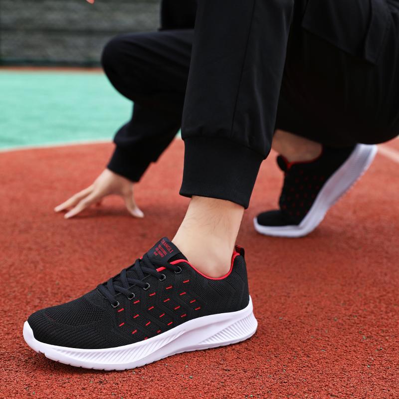 Men Running Sports Shoes Knitted Mesh Sneakers Lightweight Casual Sports Shoes Walking Flats Lace-up Jogging Trainers