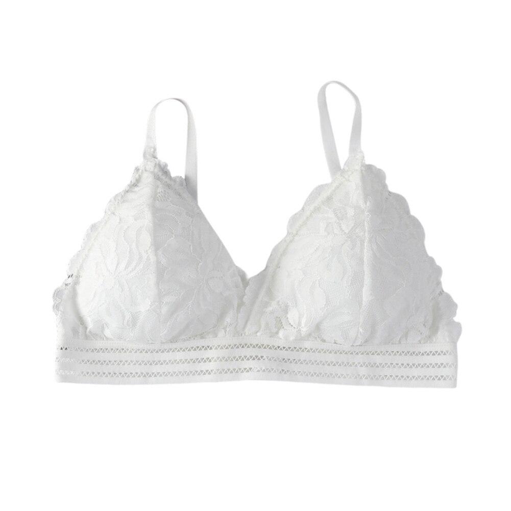 

Beauty Back Lace Bra Women Wireless V-Neck Floral Lace Brassiere Stretch Triangle Cup Padded Seamless Sleeping Bra One Size