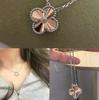18K Gold Christmas Laser Four-Leaf Clover Necklace with CNC Carved Pendant & Sterling Silver Chain for Women